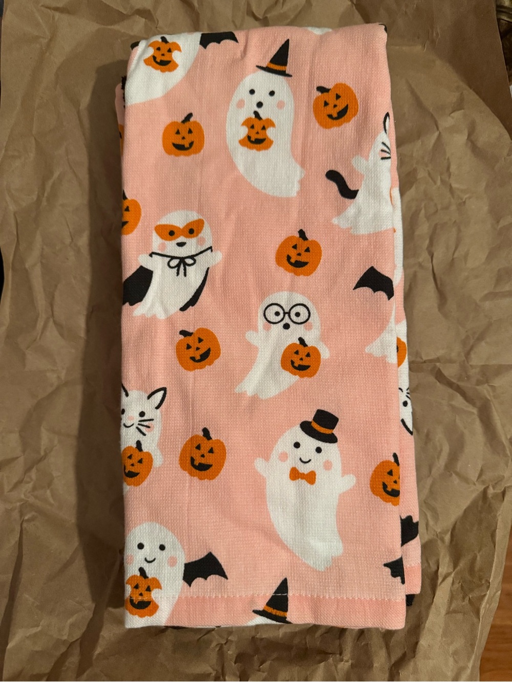Halloween Ghost Print Kitchen Towel - Pink